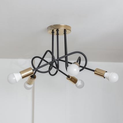 Накладна люстра OXFORD 5xE27/15W/230V золота/чорна