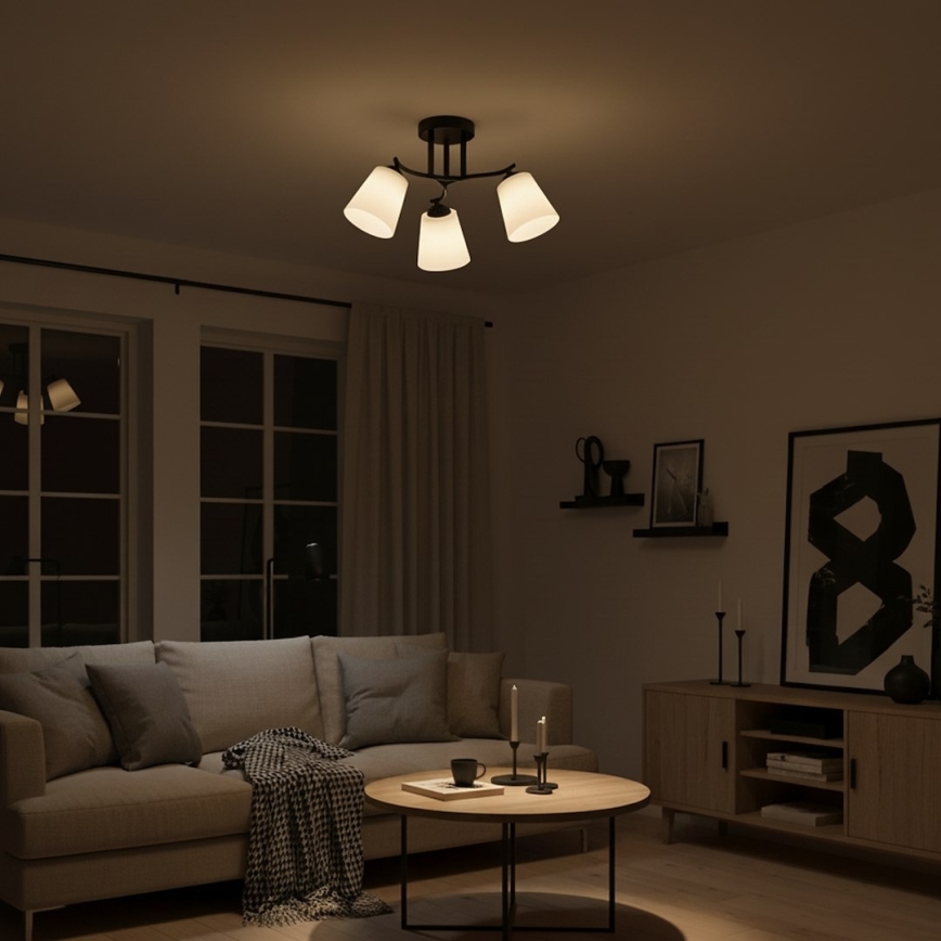 Накладна люстра PAFOS 3xE27/15W/230V чорна