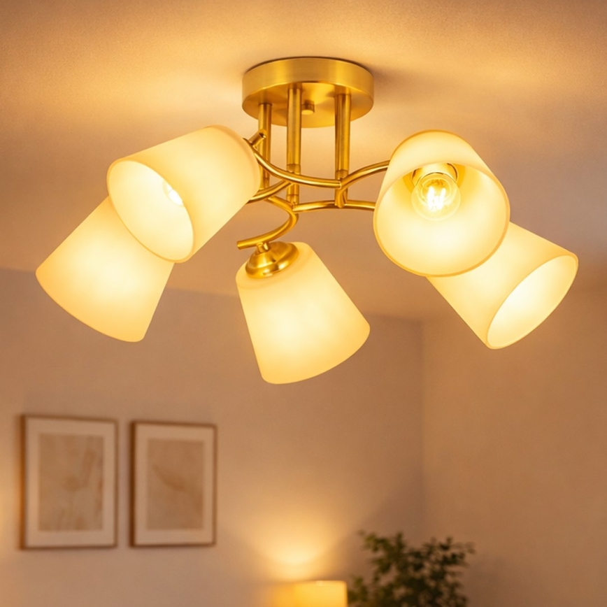 Накладна люстра PAFOS 5xE27/15W/230V золота