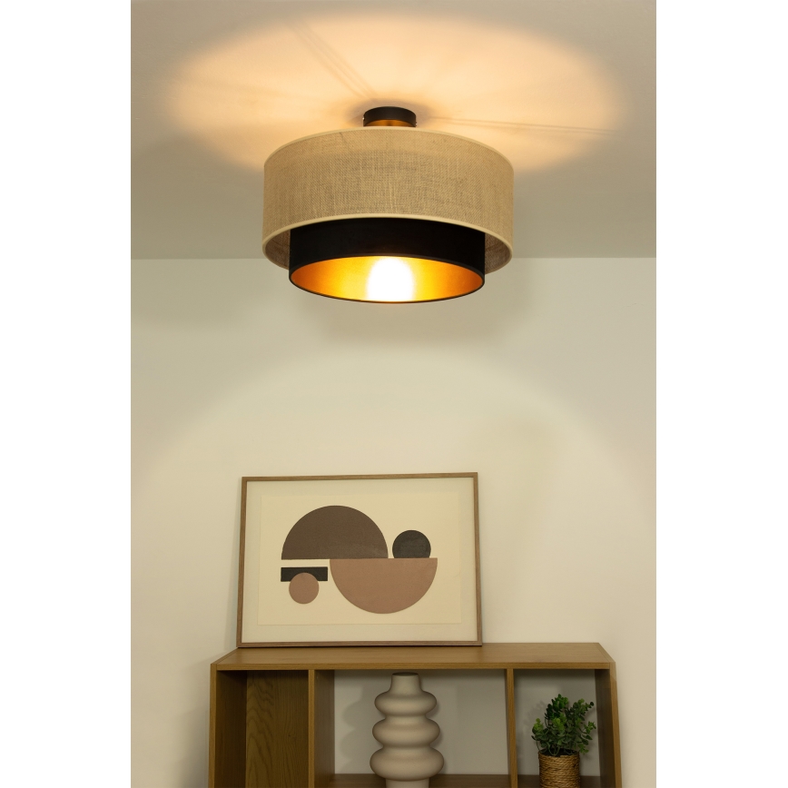 Накладна люстра SARTA 1xE27/60W/230V, діаметр 45 см, чорна/джут