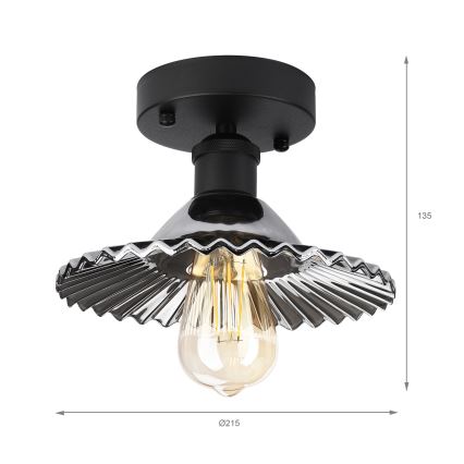Накладна люстра TRISH 1xE27/15W/230V чорна/димчасто-чорна