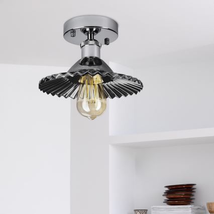 Накладна люстра TRISH 1xE27/15W/230V глянцевий хром/димчасто-чорна