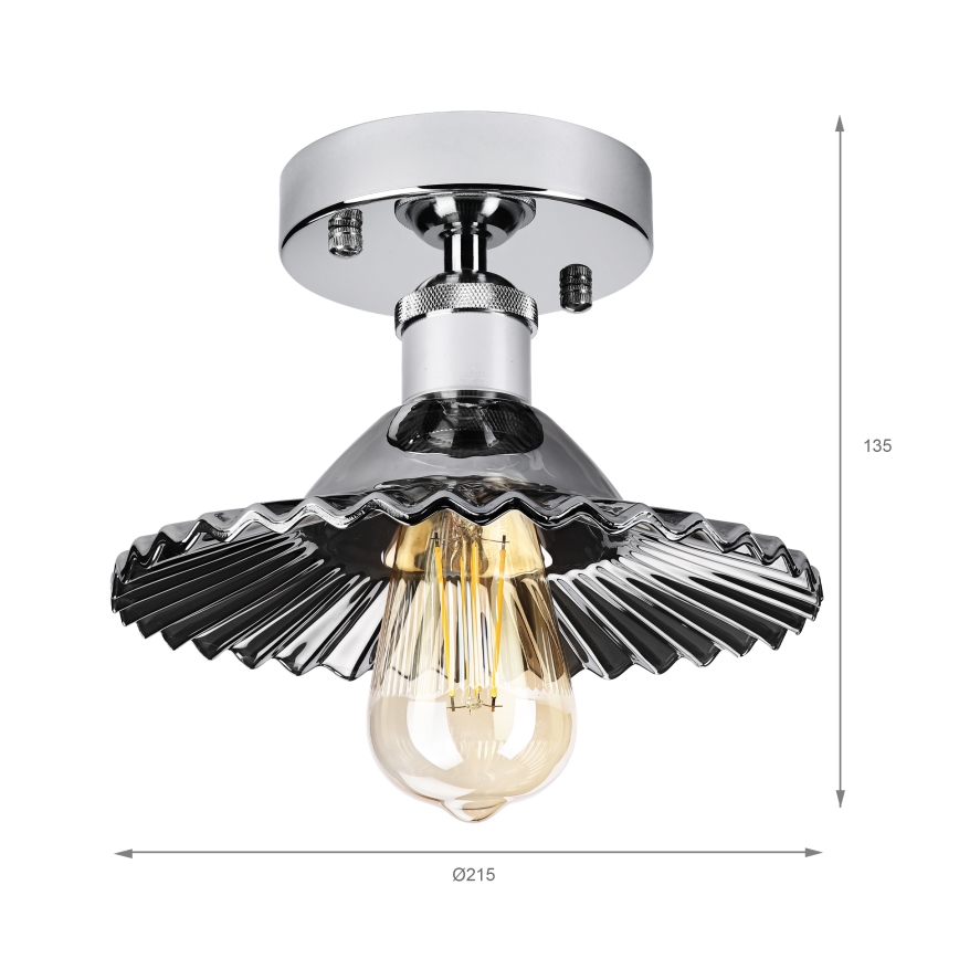 Накладна люстра TRISH 1xE27/15W/230V глянцевий хром/димчасто-чорна