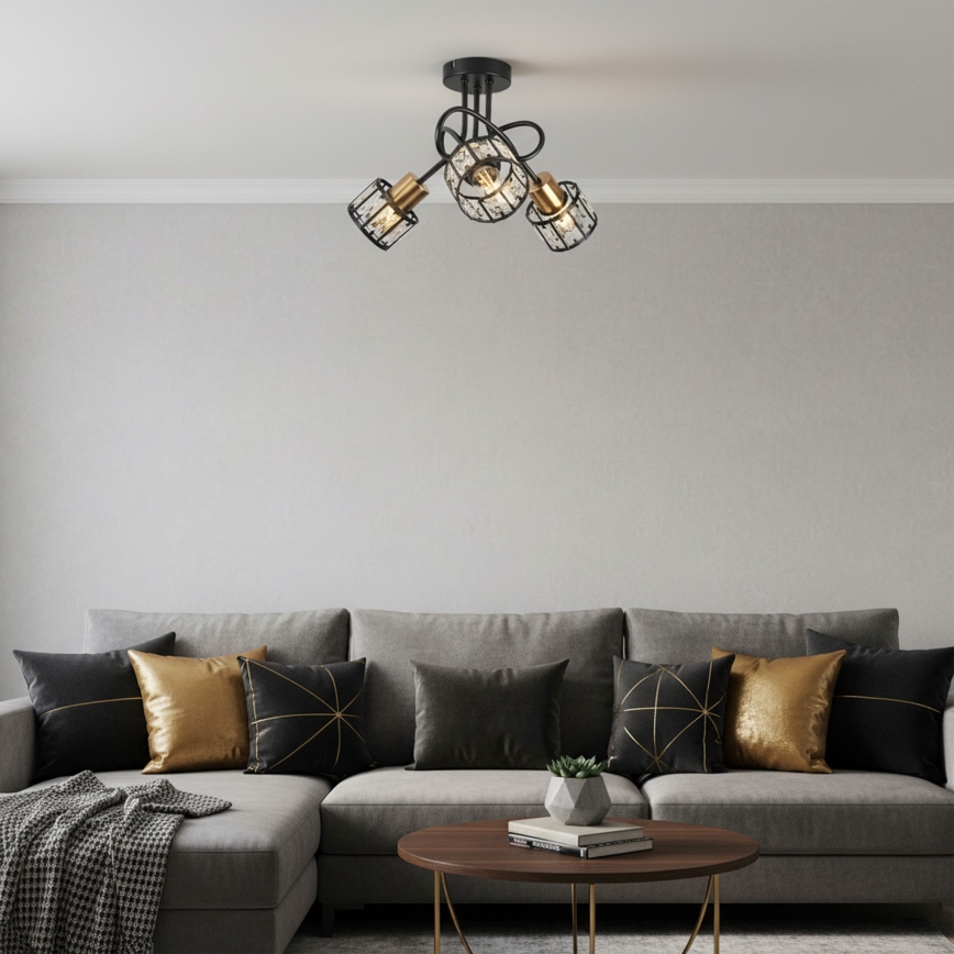 Накладна люстра ZAHARA 3xE27/10W/230V чорна