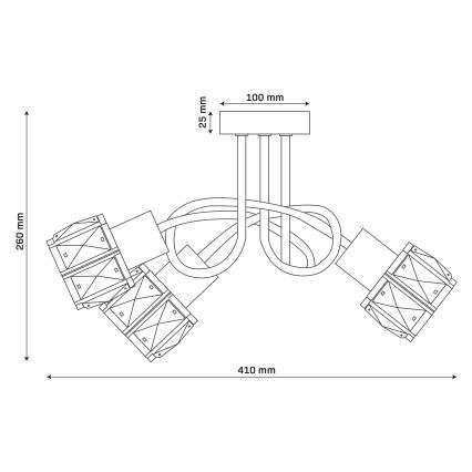 Накладна люстра ZAHARA 3xE27/10W/230V чорна