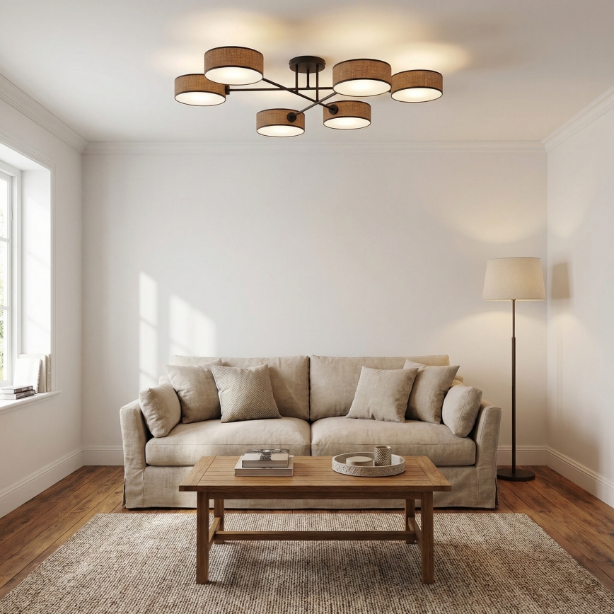 Накладна стельова люстра MAGA 6xE14/10W/230V коричнева