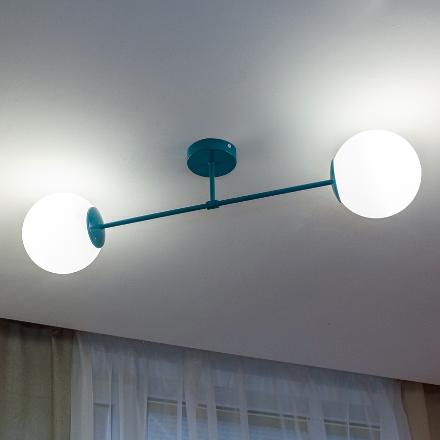 Накладна стельова люстра MOON 2xE27/15W/230V бірюзова