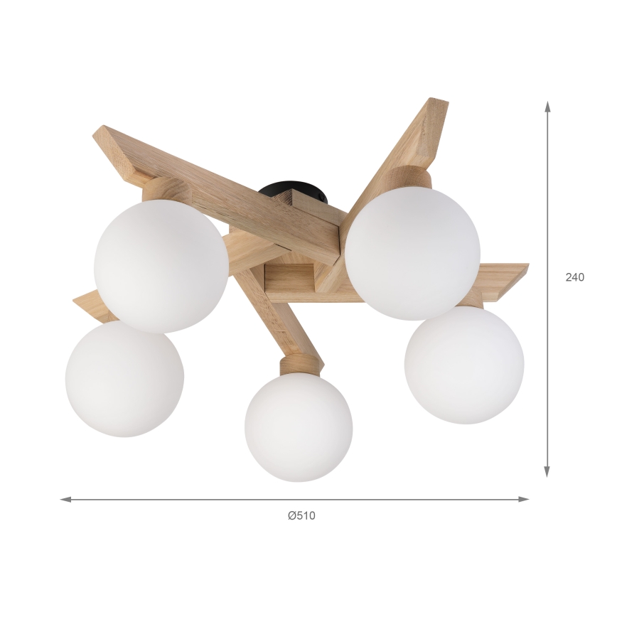 Накладная люстра ANTONIO 5xG9/5W/230V дуб/белый