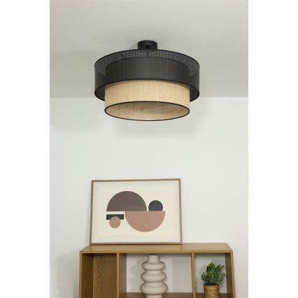 Накладная люстра BORHO 1xE27/60W/230V, диаметр 40 см, чёрный/джут