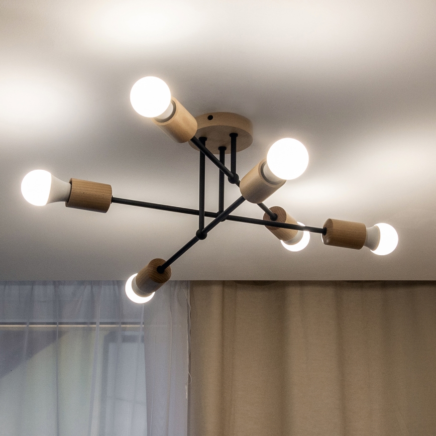 Накладная люстра CAMBRIDGE 6xE27/15W/230V, сосна