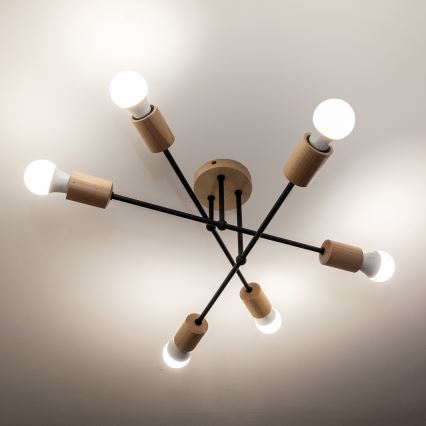 Накладная люстра CAMBRIDGE 6xE27/15W/230V, сосна