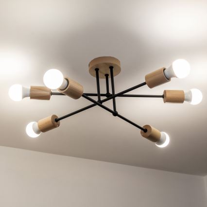 Накладная люстра CAMBRIDGE 6xE27/15W/230V, сосна