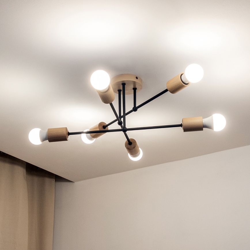 Накладная люстра CAMBRIDGE 6xE27/15W/230V, сосна