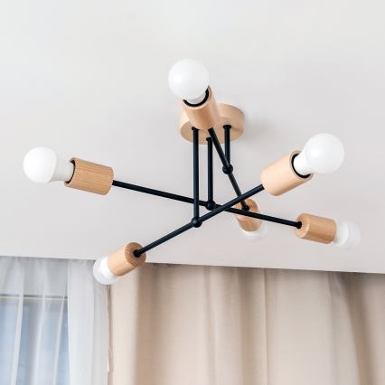 Накладная люстра CAMBRIDGE 6xE27/15W/230V, сосна