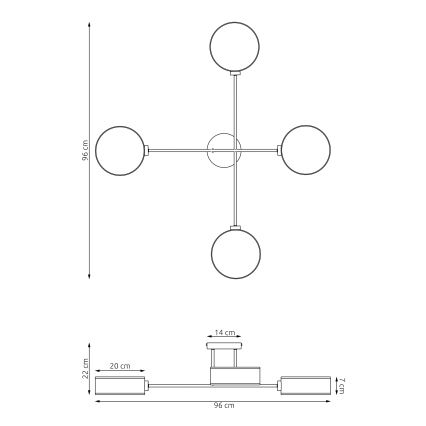 Накладная люстра MAGA 4xE14/10W/230V чёрная