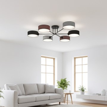 Накладная люстра MAGA 6xE14/10W/230V чёрная/коричневая/серая
