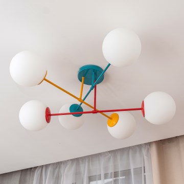 Накладная люстра MOON 6xE27/15W/230V бирюзовая/жёлтая/красная
