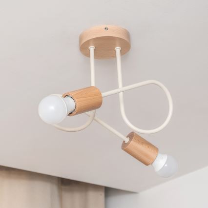 Накладная люстра OXFORD 2xE27/15W/230V, сосна/кремовая