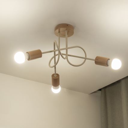 Накладная люстра OXFORD 3xE27/15W/230V сосна/кремовая