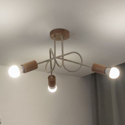 Накладная люстра OXFORD 3xE27/15W/230V сосна/кремовая
