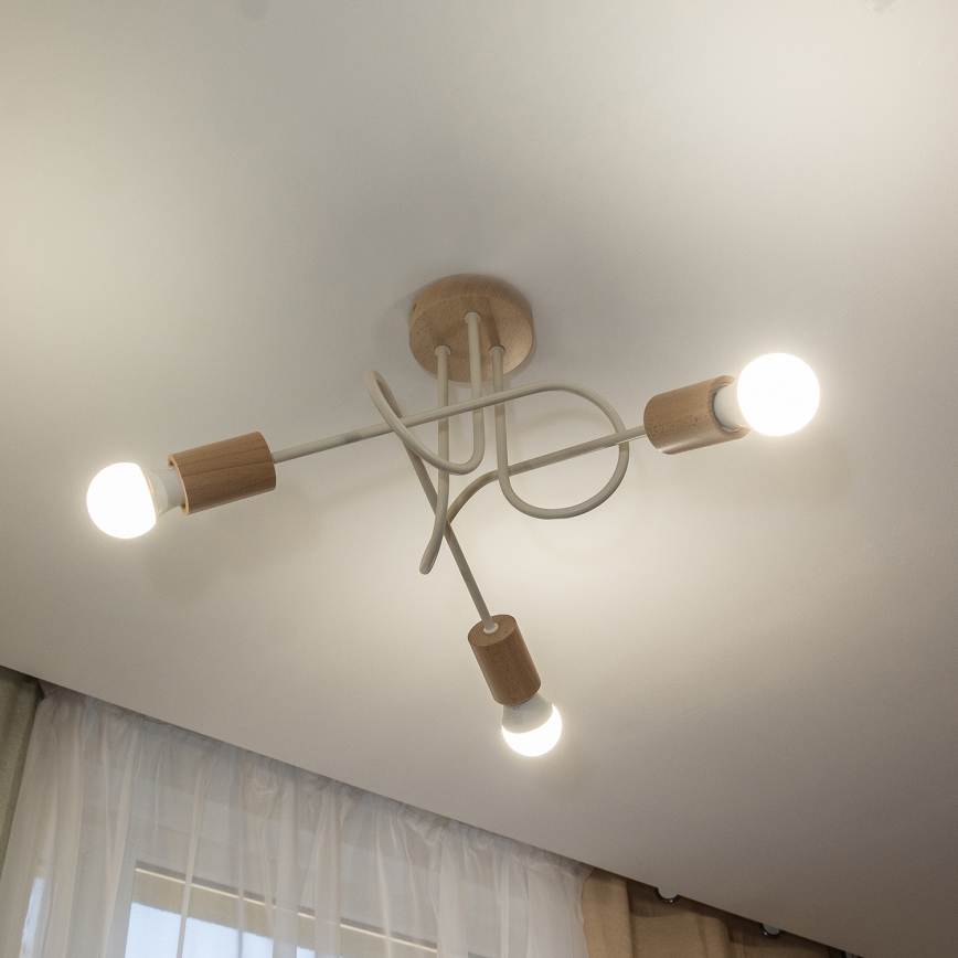 Накладная люстра OXFORD 3xE27/15W/230V сосна/кремовая