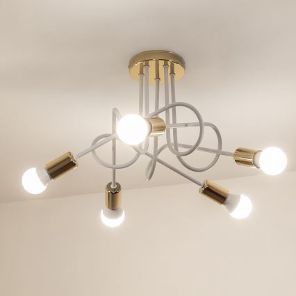 Накладная люстра OXFORD 5xE27/15W/230V золотистая/белая