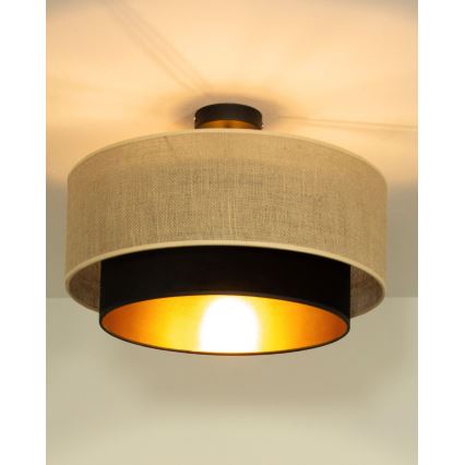 Накладная люстра SARTA 1xE27/60W/230V, диаметр 45 см, чёрный/джут