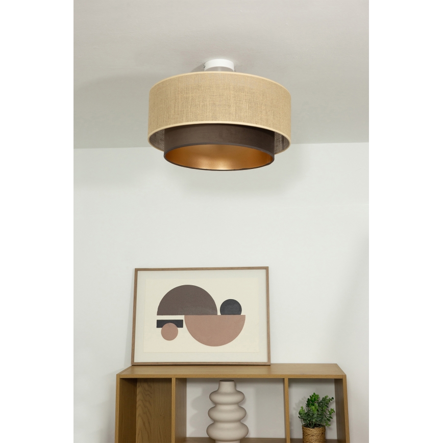 Накладная люстра SARTA 1xE27/60W/230V, диаметр 45 см, коричневый/джут