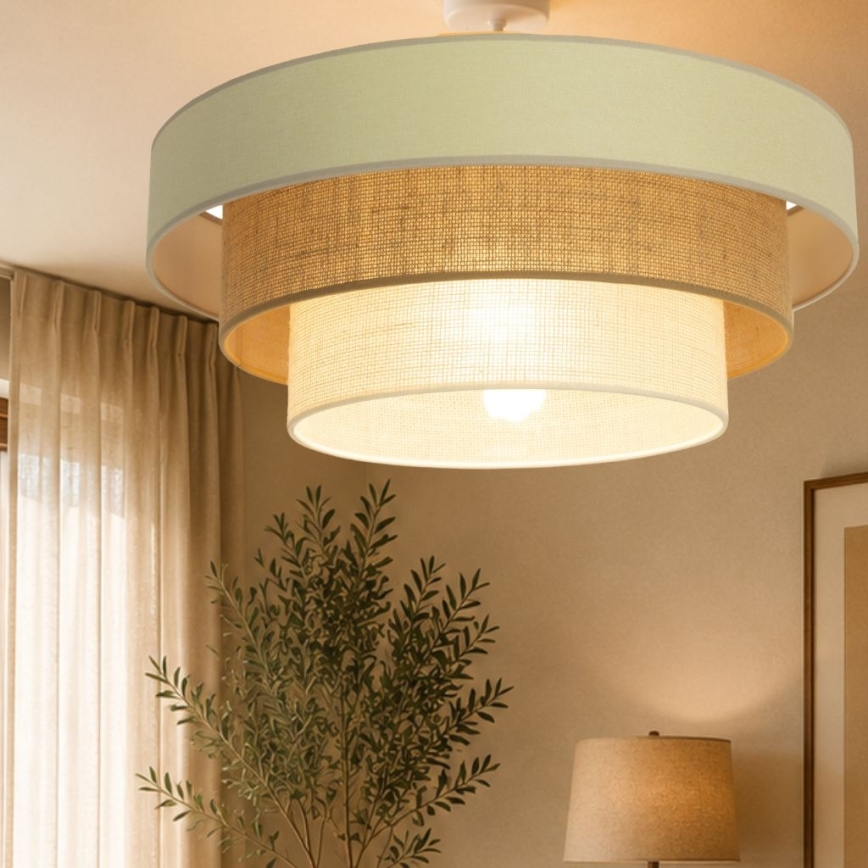 Накладная люстра WENTA 1xE27/60W/230V, диаметр 50 см, бежевый/джут
