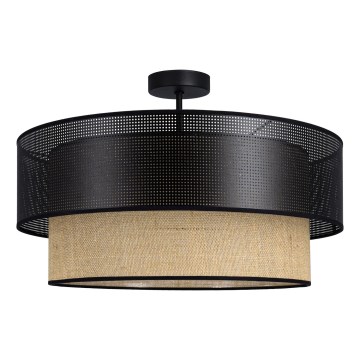 Накладная потолочная люстра BORHO, 1xE27/60W/230V, Ø 50 см, чёрная/джут