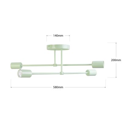 Накладная потолочная люстра CAMBRIDGE 4xE27/15W/230V, зелёная