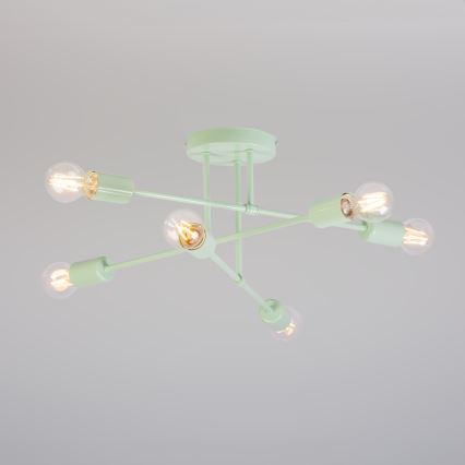 Накладная потолочная люстра CAMBRIDGE 6xE27/15W/230V зелёная