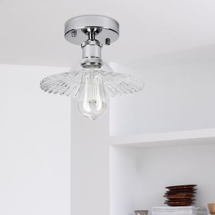 Накладная потолочная люстра TRISH 1xE27/15W/230V глянцевый хром/прозрачное стекло