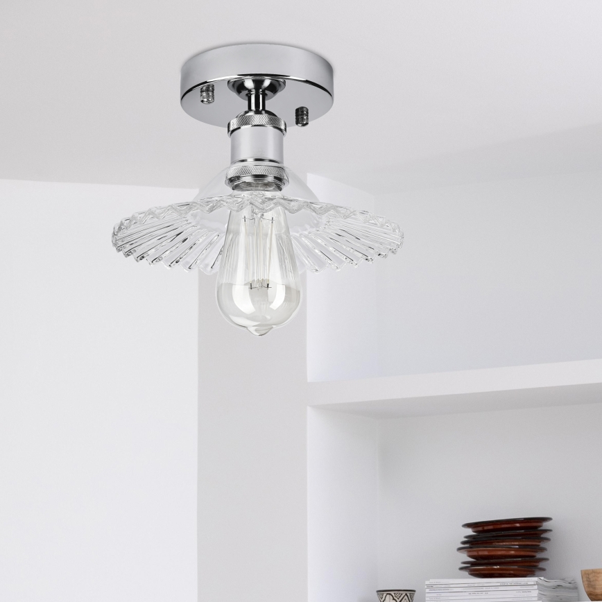 Накладная потолочная люстра TRISH 1xE27/15W/230V глянцевый хром/прозрачное стекло