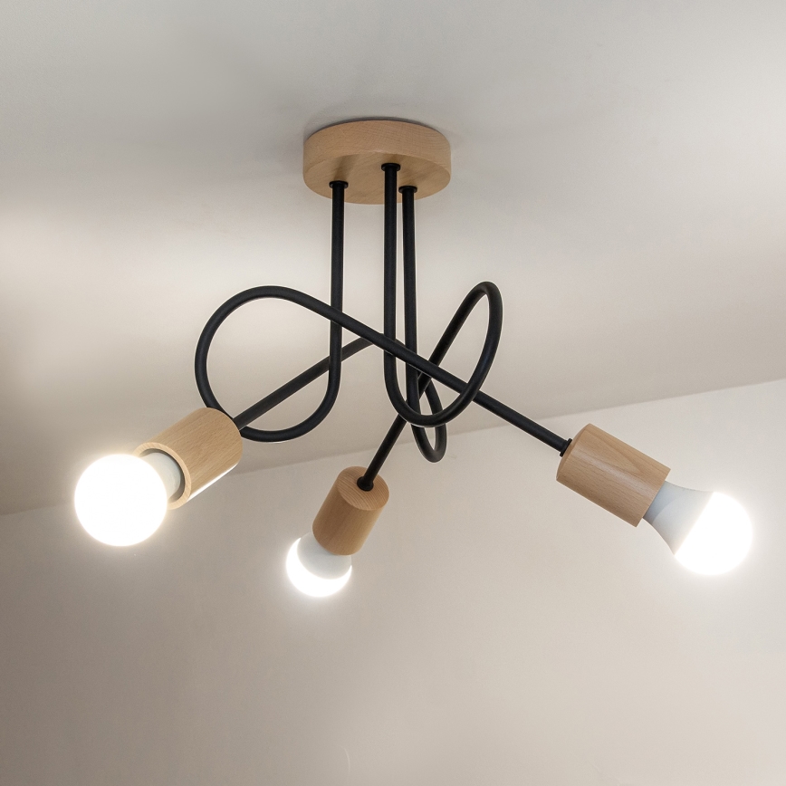 Накладная потолочная люстра OXFORD 3xE27/15W/230V сосна/черный