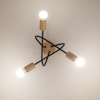 Накладная потолочная люстра OXFORD 3xE27/15W/230V сосна/черный