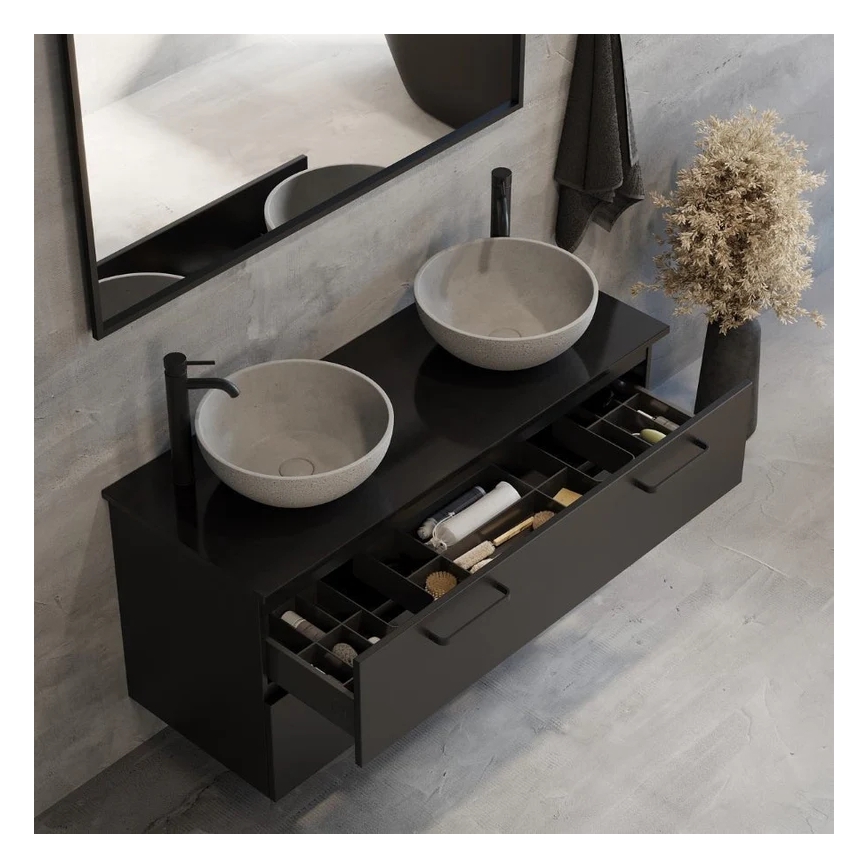 Накладная раковина BERGEN Ø 39 см — бетон/серый
