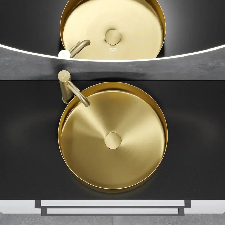 Накладная раковина LJORDAL, диаметр 40 см, сталь/латунь