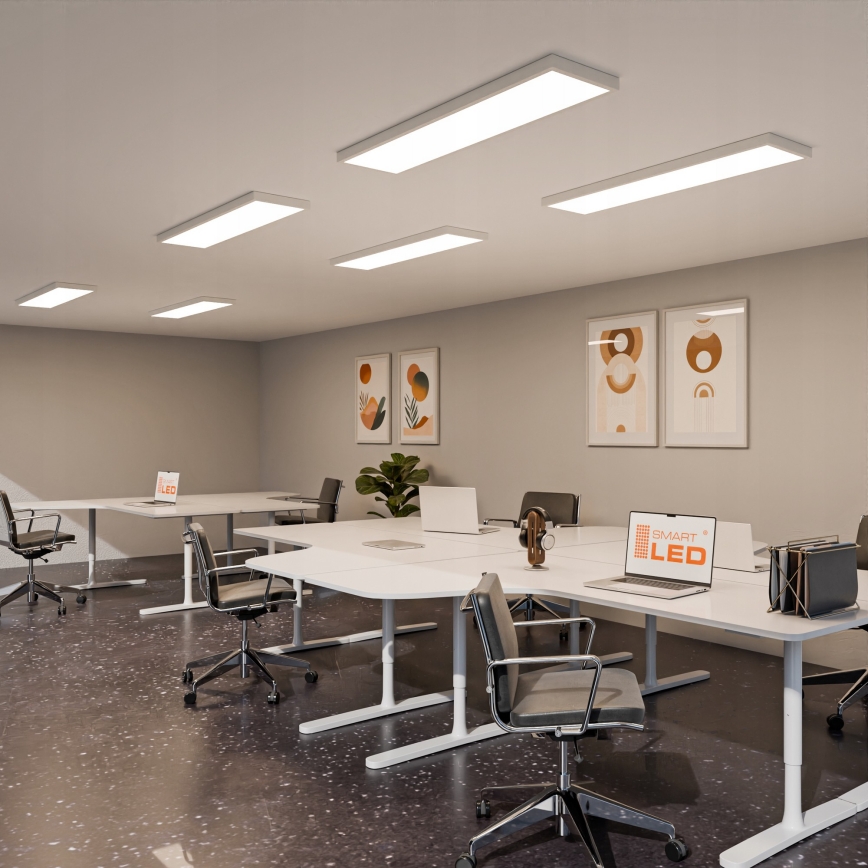 Накладная светодиодная панель 60 Вт, 230 В, 30×120 см, белая