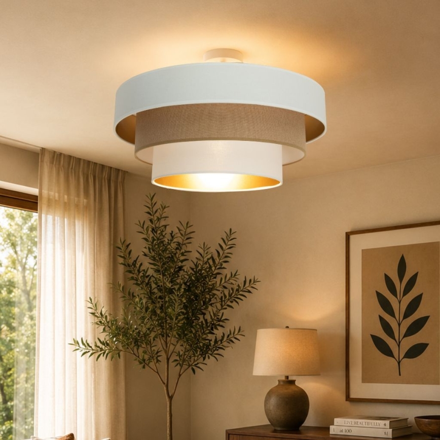 Накладной потолочный светильник WENTA 1xE27/60W/230V, диам. 50 см, белый/коричневый
