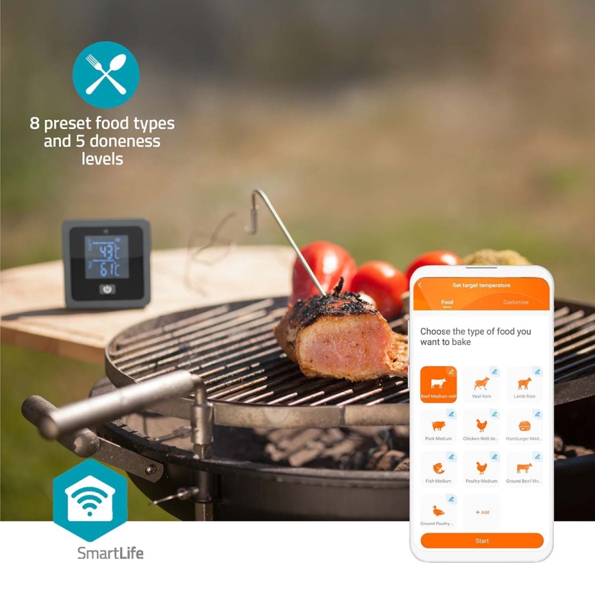 Розумний цифровий термометр для м'яса з РК-дисплеєм SmartLife 0-300 °C 2xAAA