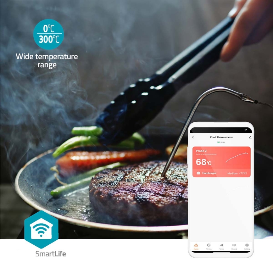 Розумний цифровий термометр для м'яса з РК-дисплеєм SmartLife 0-300 °C 2xAAA