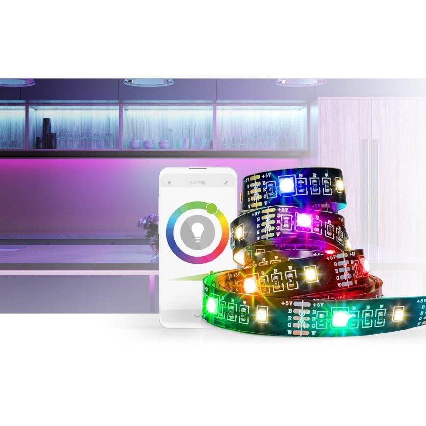 RGB Світлодіодна стрічка з регулюванням яскравості SmartLife 2,4м LED/4W/5V