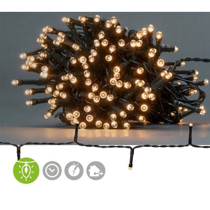 LED уличная гирлянда 192xLED/7 режимов/3xAA 14,9m IP44 тёплый белый