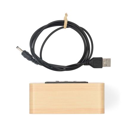 Цифровий будильник у дерев'яному корпусі з LED-дисплеєм і термометром, живлення 5V/3xAAA