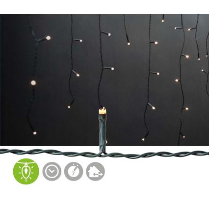 LED уличная гирлянда‑занавес 180xLED/7 функций 10,9m IP44 тёплый белый