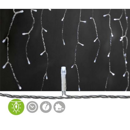 Светодиодная уличная рождественская гирлянда-водопад 180xLED/7 режимов 10,9м IP44 холодный белый