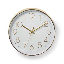 Nedis CLWA015PC30GD - Настенные часы 1xAA белые/золотые