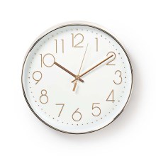 Nedis CLWA015PC30RE - Настенные часы 1xAA белые/розовое золото