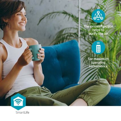 Охолоджувач повітря 65W/230V Wi-Fi Tuya білий + пульт дистанційного керування